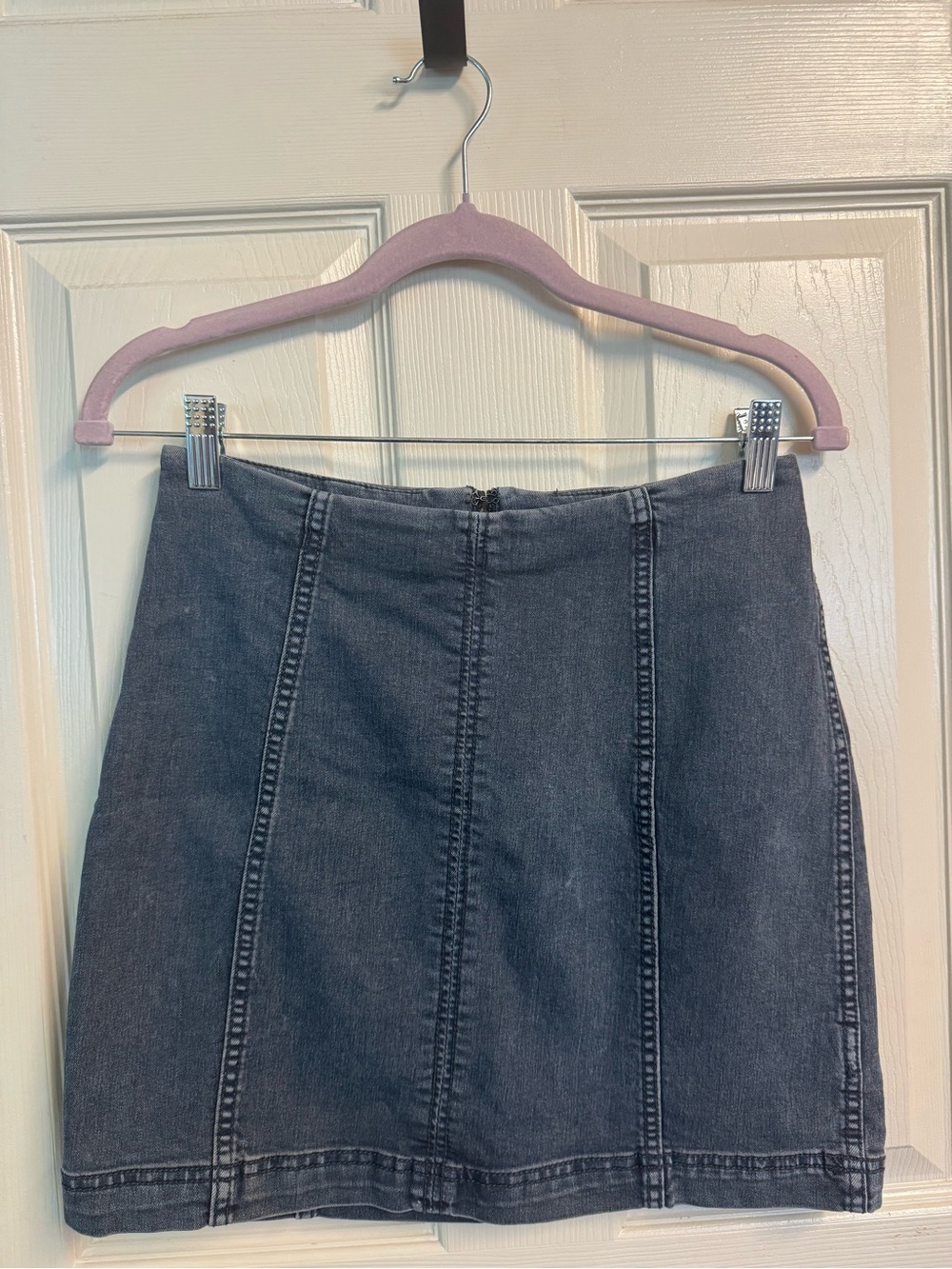 Free People Blue Denim Skirt with Exposed Zipper
